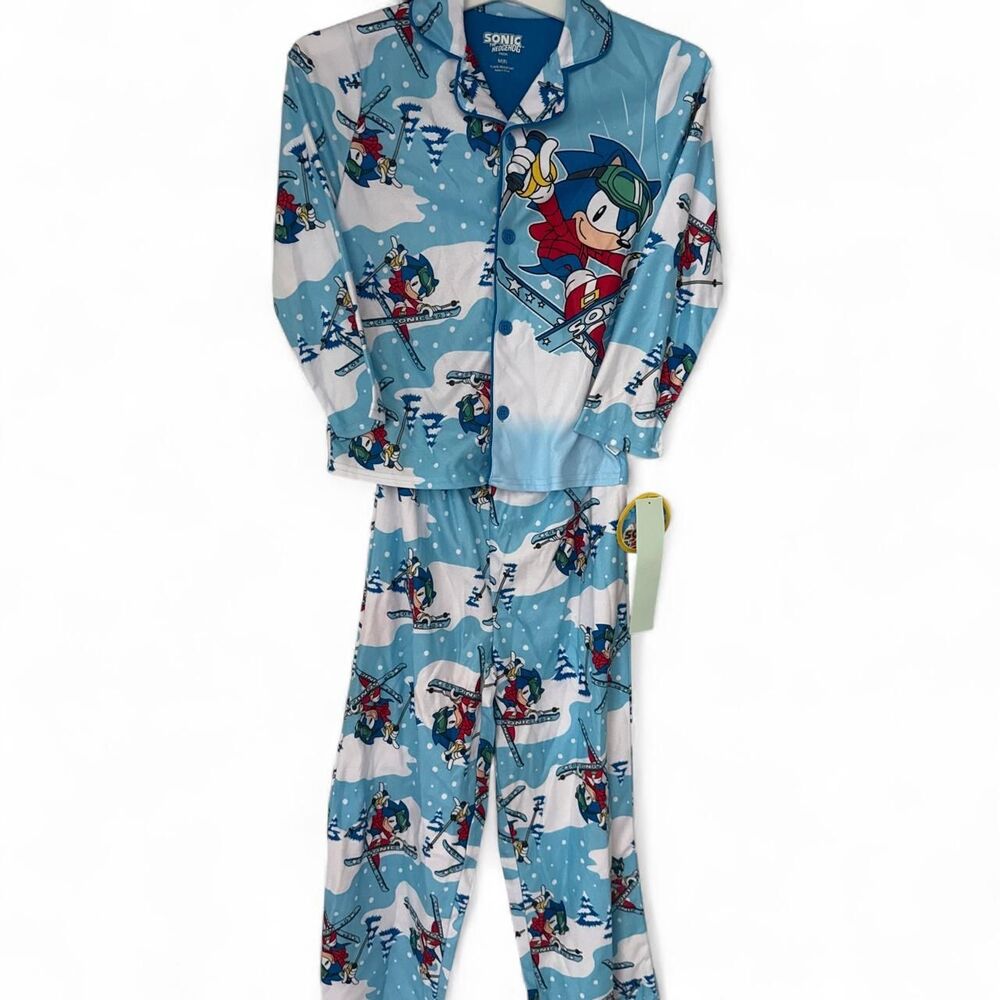 Sega Sonic The Hedgehog Kids Pajamas Medium Size 8 Flame Resistant